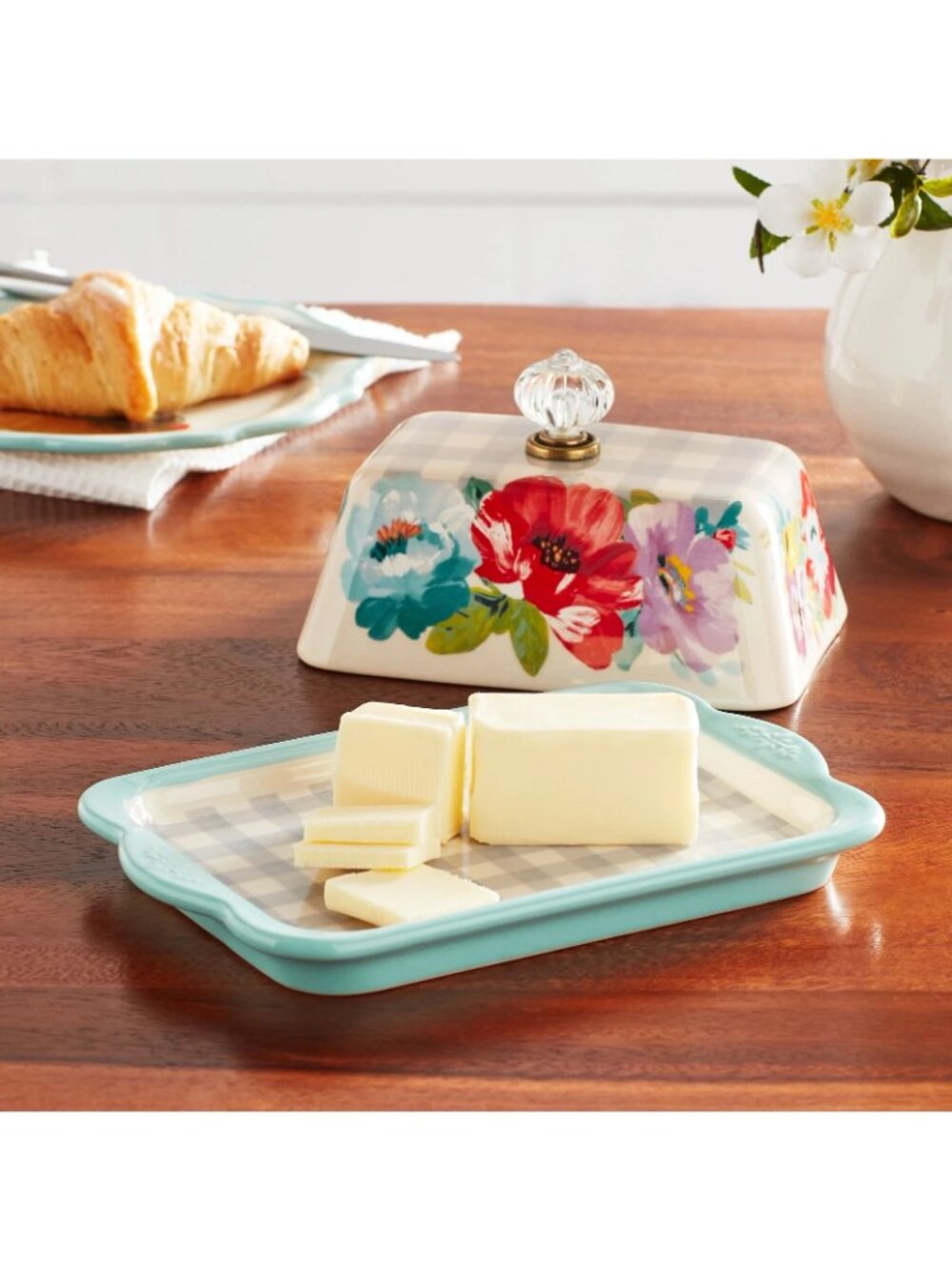 The Pioneer Woman Sweet Romance Butter Dish + Cream and Sugar Set NEW - Picture 3 of 7